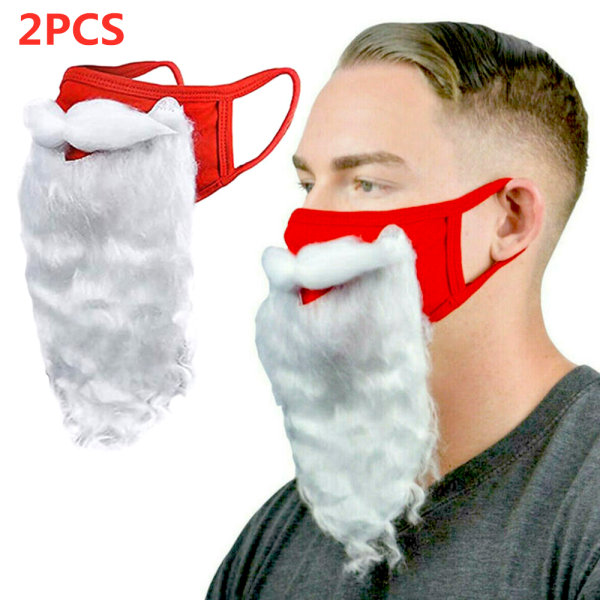 2-pack Jul Tomteskägg Mask Kostym för Vuxna till Jul
