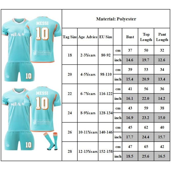Fotbollströja för barn, EM-tröja 2024 NO.10 MESSI Fotbollsuniform 24
