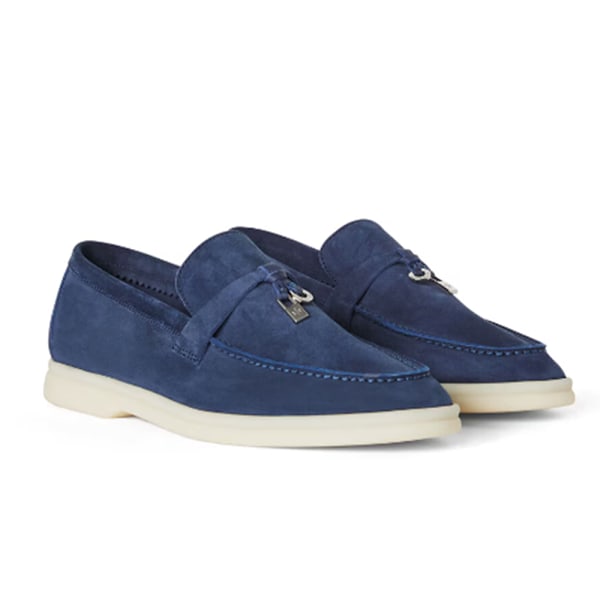 LORO PIANA Summer Charms Walk Mockasiner i mocka Royal Blue 42