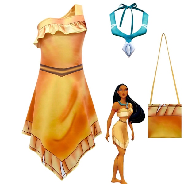 Pocahontas Kostym Finfräckt Prinsesskostym Flickor Cospaly Festklänning Halloween Kostymer Kjolar 3-9 År 100cm