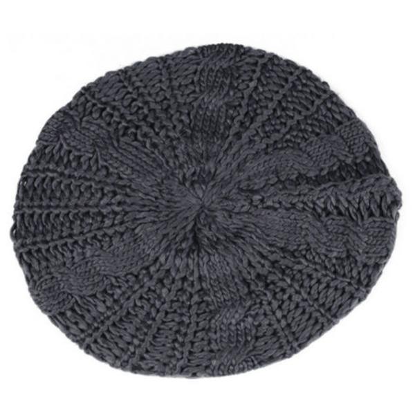 Kvinnors vinterkabel stickad lös basker mössa  casual mössa dark grey