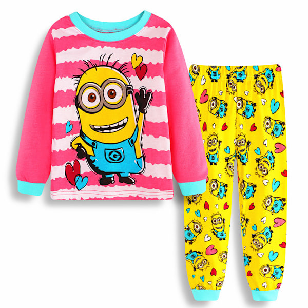 Barn Söta Minions Motiv Långärmad T-shirt Byxor Pyjamas Sovkläder Nattkläder #4 130cm
