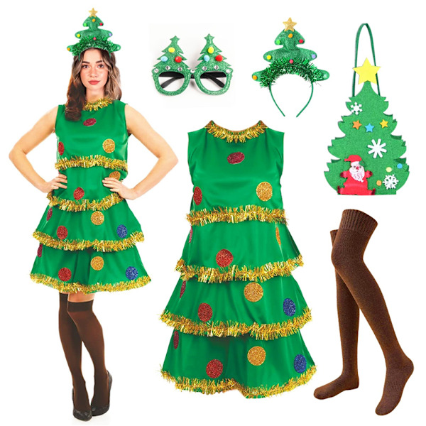 5-pack Julgran Cosplay Kostym Vuxen Rolig Kläder Julparty Maskeraddräkt M
