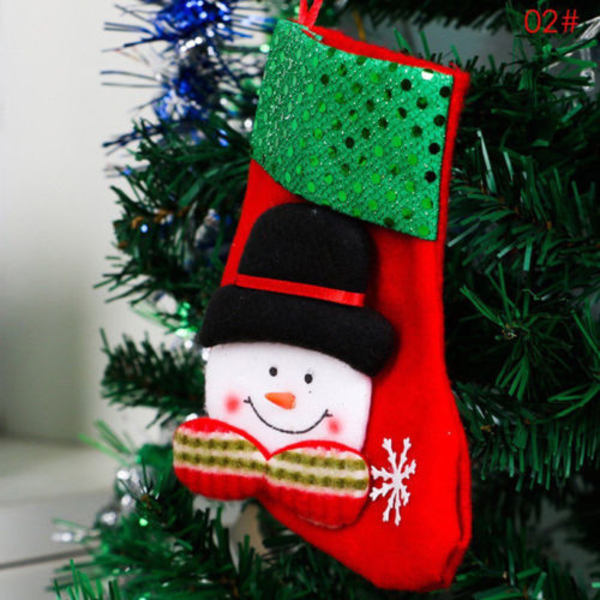 God Jul Älgstrumpa Julgran Dekoration Väska Säck Sock Present Snowman Socks