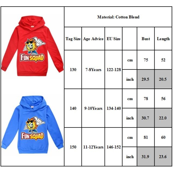 Kid Fun Squad Gaming Print Långärmad Hoodie Topp Tröjor red 130cm