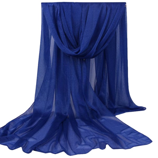 Kvinnor Pure Transparent Chiffong Scarf Neckwear Elegant Bankett Royal Blue 165*85cm