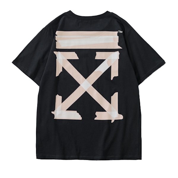 OFF WHITE OW Graffiti Arrow Print Casual Sommar Kortärmad Tee Top Unisex T-shirts Black M