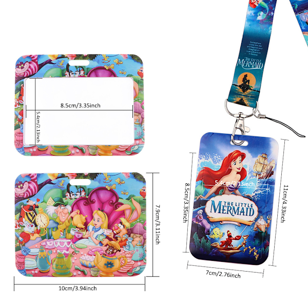 Princess Ariel Elsa Cartoon Lanyard Arbets- och skolidentifieringskortshållare Mobiltelefonhållare Halsband A