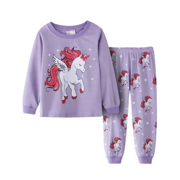 Barn Flickor Unicorn Pyjamas Pjs Nattkläder Toppar + Byxor Outfit Set B 120cm