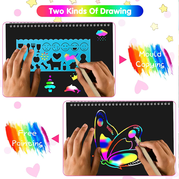 Magic Rainbow Scratch Art Paper Svart Ritbok Kid Gift