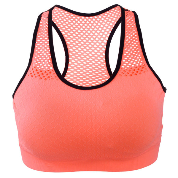 Kvinnors stålfälgar fri mesh sport-bh för plastlöpning Orange M