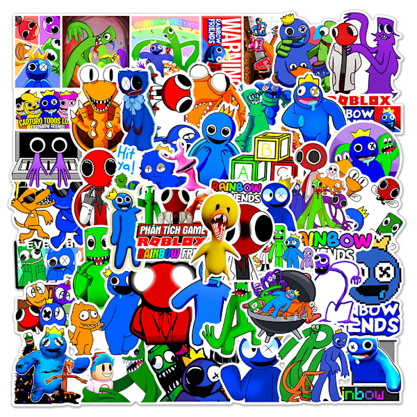 50 kpl Roblox Rainbow Friends -sarjakuvatarrat matkalaukkuun, vedenpitävät