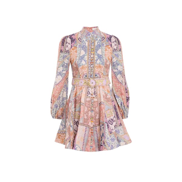 Dame Printet Knap Mini A-Linje Kjole 3/4 Ærme Ferie Sommer Fest Sommerkjole XL