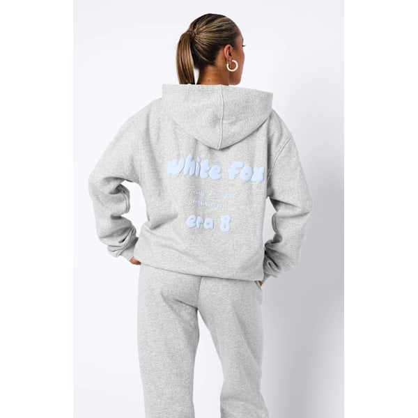 Vit räv dammode vinter träningsdräkt sport hoodie långa byxor casual outfit 2 st/set sportkläder Light grey L