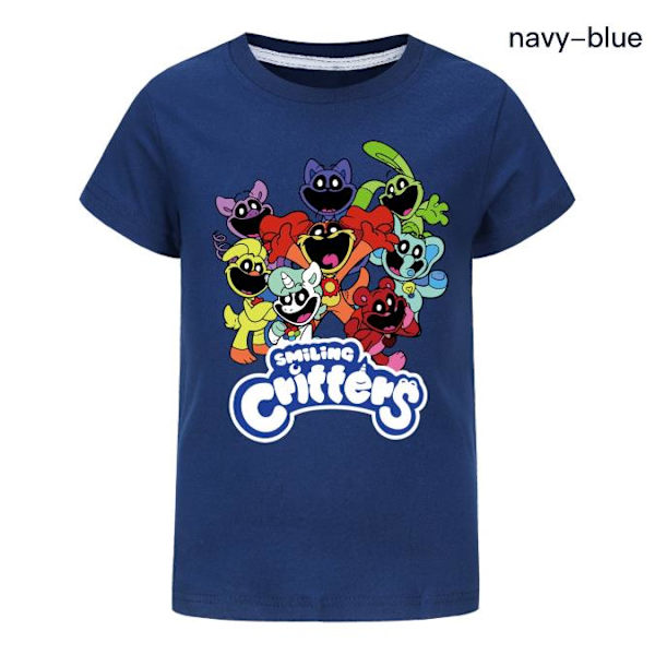 Barn Pojkar Flickor Leende Critters CatNap Cartoon T-shirts Kortärmad Tee Toppar Navy Blue 7-8 Years