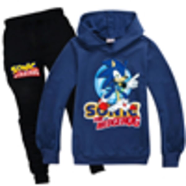 Pojke Flicka Sonic Tröjor Hoodie Jackor Byxor Sport Overall Dark Blue 130cm