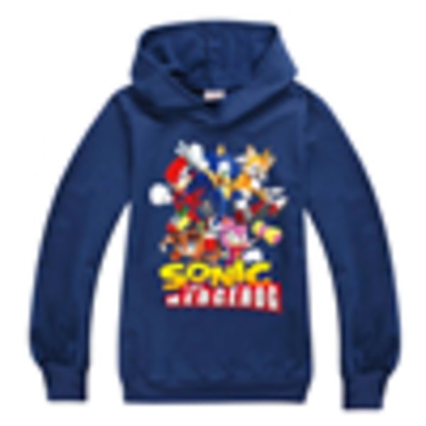 Barn Pojkar Flickor Sonic Hoodie Sweatshirt Pullover Jumper Toppar Dark Blue 120cm