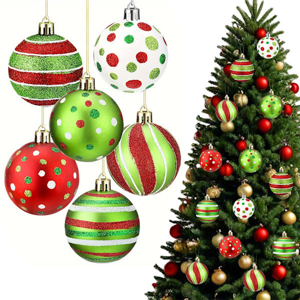 12 st julgranskulor i glitterplast, hängande dekorationer för jul 12PCS