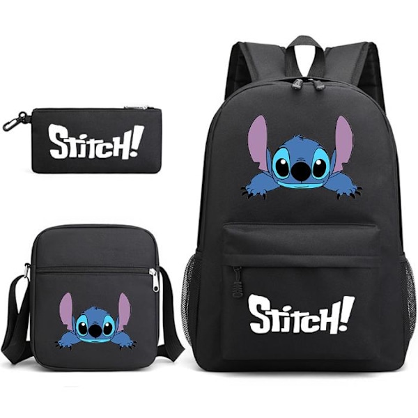 Lilo & Stitch skolväska ryggsäck student ryggsäck + pennfodral + axelväska Black