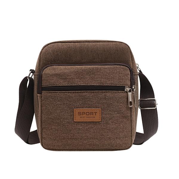 Sød Herre Håndtaske Lærred Crossbody Taske Skole Lynlås Skuldertaske coffee
