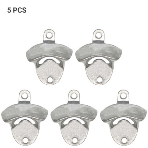 5 ST Korkskruv Hängande Ölöppnare Portabel Väggmonterad Silver 5 PCS