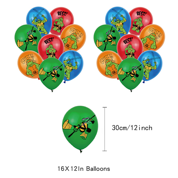Ninja Turtles Barnkalas Dekoration Ballong Vimpel Set