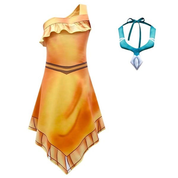 Pocahontas Kostym Finfräckt Prinsesskostym Flickor Cospaly Festklänning Halloween Kostymer Kjolar 3-9 År 120cm