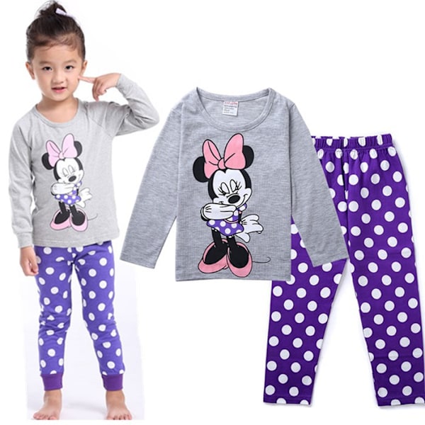 Söta Barn Flickor Minnie Mouse Motiv Långärmad Pyjamas Set Nattkläder Sovkläder #9 100cm