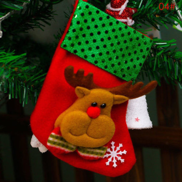 God Jul Älgstrumpa Julgran Dekoration Väska Säck Sock Present Reindeer Socks