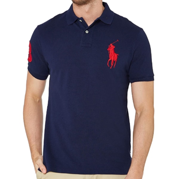 PoloRalphLauren Herr Classic Fit Kortärmad Poloshirt Royal Blue-Red M
