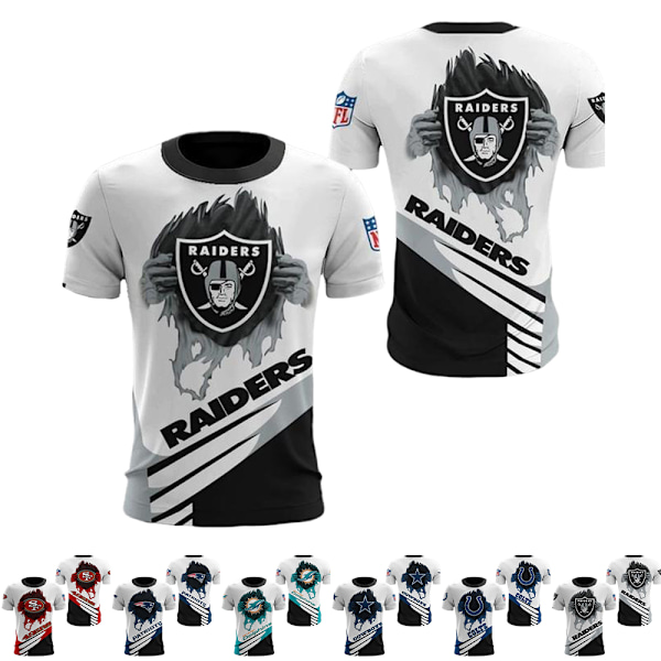 Herr NFL T-shirt Amerikansk Fotboll Lag Jersey Tryckt Kortärmad Tee Casual Toppar A 3XL