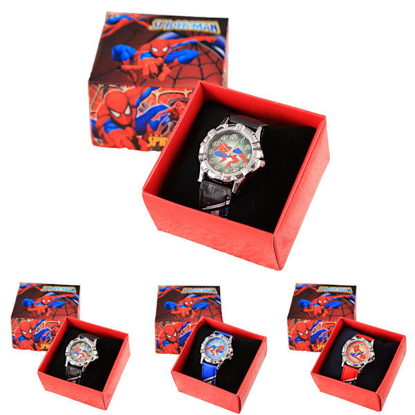 Spider-Man Børne Quartz Mekanisk Ur Læder Armbånd Black
