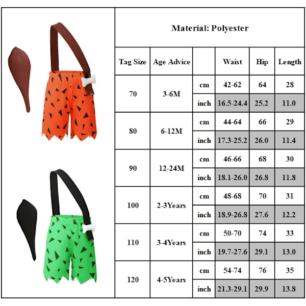 Barn Halloween Suspender Shorts Man Cosplay Kostym Set Green 100cm