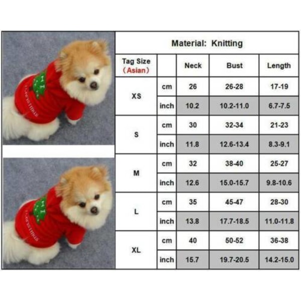 Husdjur Valp Hund Katt Julgran Vinter Varma Hoodie Jumper Rock Jul Kläder XL