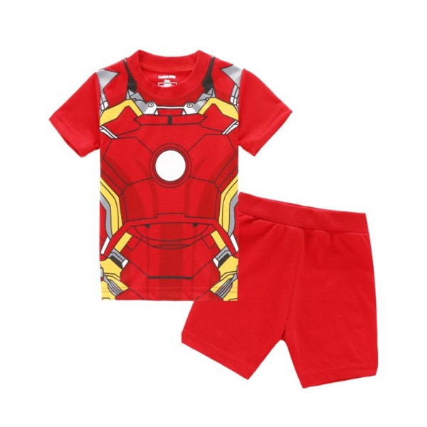 Barn Pojke Outfits Superhjälte Tryck T-shirt & Shorts Träningsoveraller Iron Man 95 cm