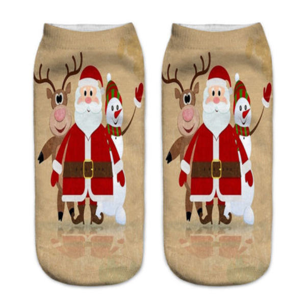 Julesokker med julemand og snemand, unisex, sjove lave ankelsokker Coffee Santa Claus 1 Pair