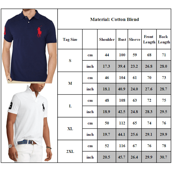 PoloRalphLauren Herrarnas Klassiska Passform Kortärmad Poloshirt Casual Golf Poloshirts Royal Blue-White M