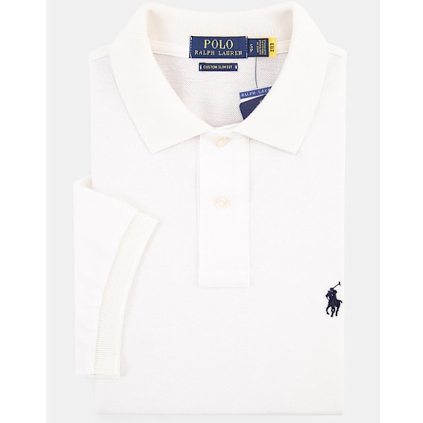 Ralph Lauren Herr Polotröja Klassisk Passform Mjuk Bomulls Polo T-shirt Passform Polotröja Herr Casual Formell Affärer Golftröjor Toppar White L