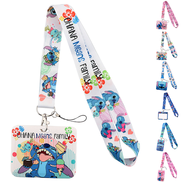Lilo & Stitch tecknad snodd Arbets- och skolskola ID-kortshållare Mobiltelefonhållare Halsband D