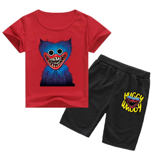 Kids Boy Qutfits Poppy Playtime T-shirt&shorts Pyjamas Sport Set red 120cm