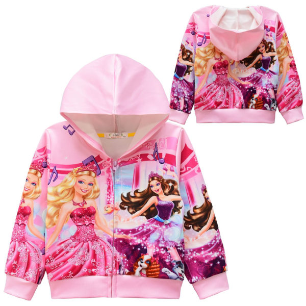 Barn Pojkar Flickor Barbie Huvtröjor Casual Cartoon Zipper Jacket 140cm