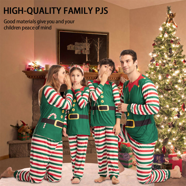 Jul Familj Matchande Elf Pyjamas Set Toppar Byxor Outfits Dad S