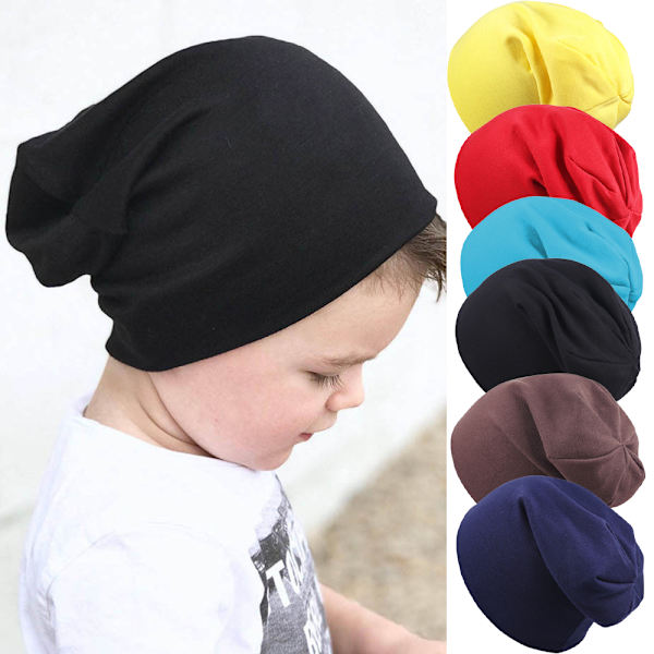 Børne Vinter Strikkede Beanies Huer til Drenge Piger Varm Udendørs Black