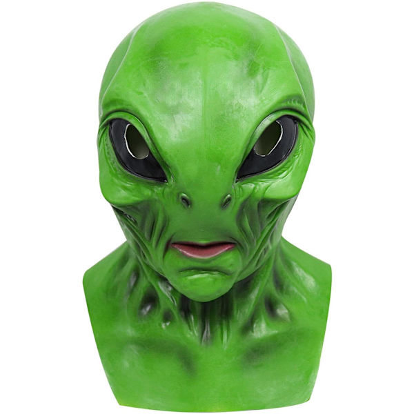 Halloween Grønn Alien Latex Maske, Autentisk Skummel Kostymemaske, Alien Hode Maske