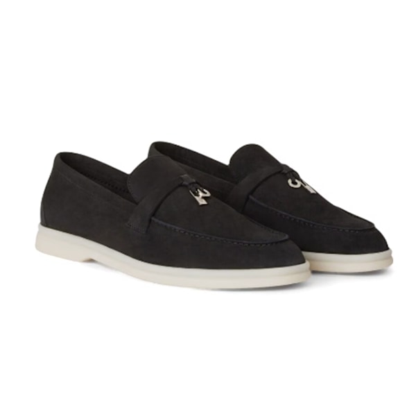 LORO PIANA Summer Charms Walk Mockasiner i mocka Black 41