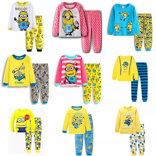 Barn Söta Minions Motiv Långärmad T-shirt Byxor Pyjamas Sovkläder Nattkläder #6 100cm