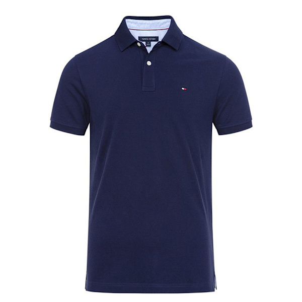 Tommy Miesten Muoti Printtipaita Rento Löysä Istuvuus Mukava Kevyt Hengittävä Lyhythihainen Kaulusnapit T-paita Pusero Topit Royal blue M