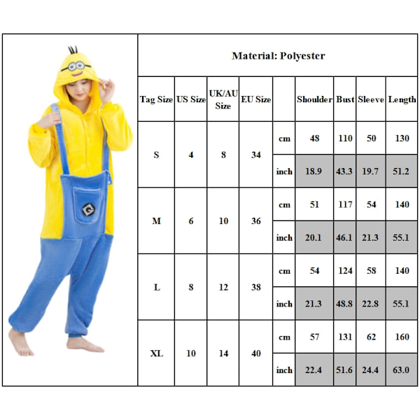 Minions Onesie Unisex Vuxna Kvinnor Män Cosplay Kostym Djur Pyjamas Jumpsuit Sleepwear Hemkläder För Jul M