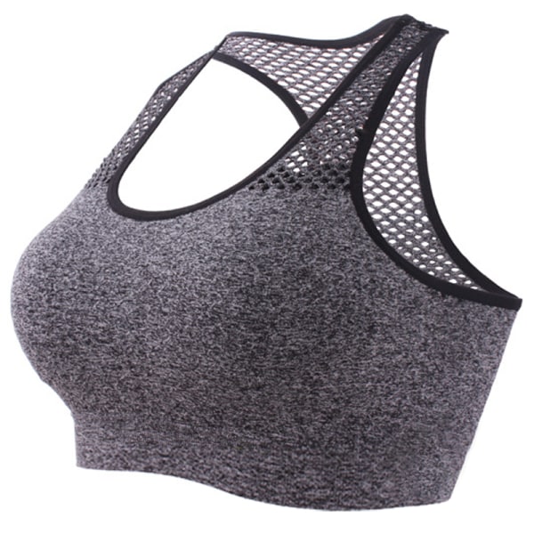 Kvinnors stålfälgar fri mesh sport-bh för plastlöpning Grey S