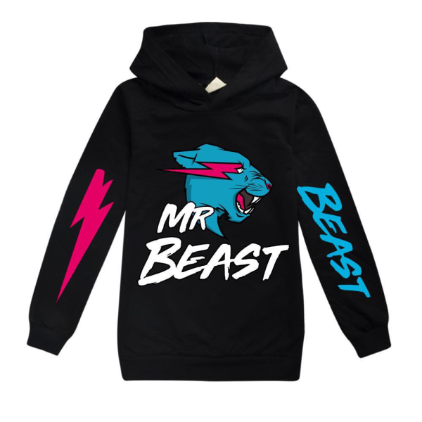 Barn Pojkar Huvtröja Casual Långärmad Sweatshirt Jumper Toppar Present Black 130cm